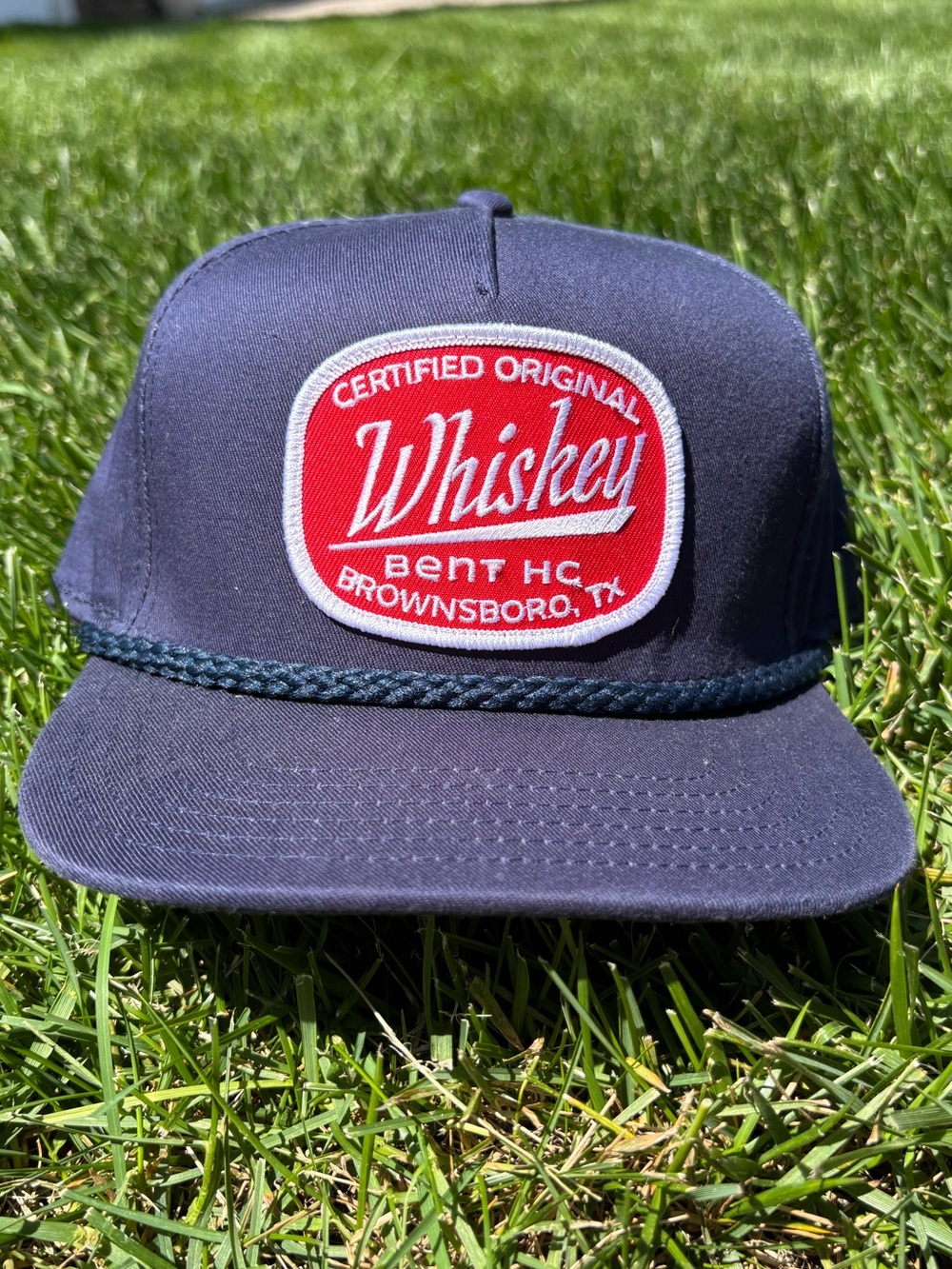 Whiskey Bent Patch Navy Trucker Hat -